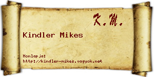 Kindler Mikes névjegykártya